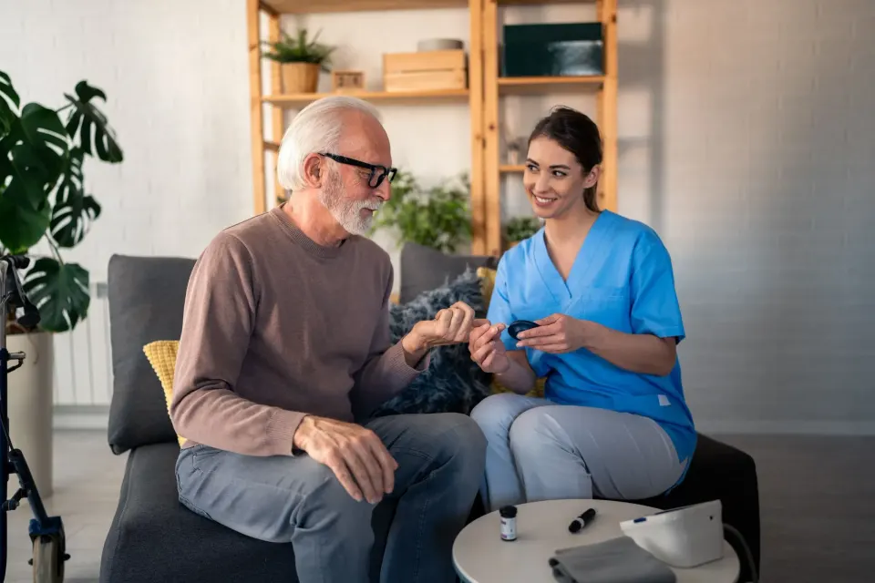 Provider reviewing blood sugar results with a patient at Florida Keys Primary Care in Big Pine Key, FL