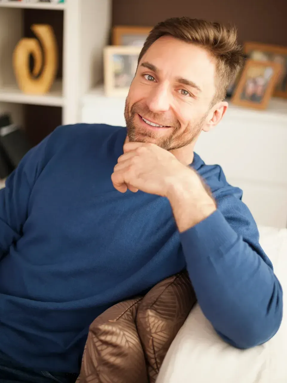 Provider reviewing testosterone lab results with male patient