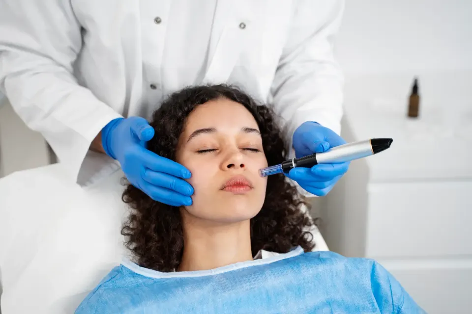 Patient receiving PRP facial treatment at Florida Keys Primary Care & Wellness in Big Pine Key, FL