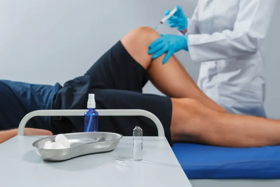 Patient receiving PRP joint injection at Florida Keys Primary Care & Wellness in Big Pine Key, FL